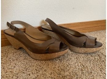 Sling Back Wedge Shoes Womens Size 8 1/2