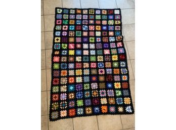 Crocheted Granny Square Colorful Blanket