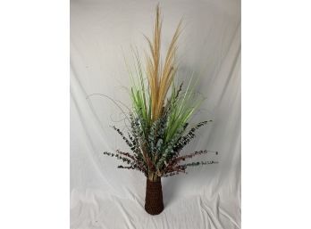 Decorative Woven Vase With Dried Foliage