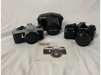 2 Pentax ME Super Cameras And A Case