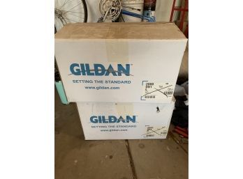 Boxes Of Plain White And Tan T-Shirts In Multiple Sizes