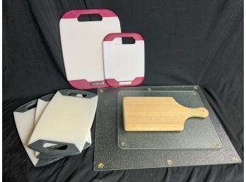 Assortment Of Cutting Boards - Plastic, Glass And Wood