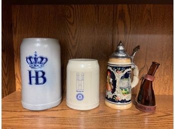 Beer Stein Mugs And Small Dickel Tennesee Bottle