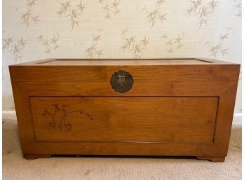 Large Teak? Wood Chest With Bamboo Design