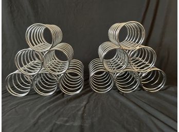 Pair Of Metal Coil Wine Holder Racks - Holds 6 Bottles Each