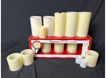 Assortment Of Flameless Candles In A Variety Of Sizes