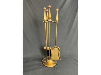 Mid Century Solid Brass The Adams Co Dubuque, Iowa Fireplace Tool Set