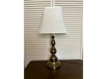 Dark Brass Table Lamp With Oblong Octagonal Shade