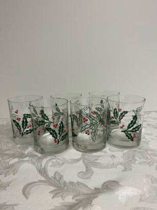 6 Holly Glasses