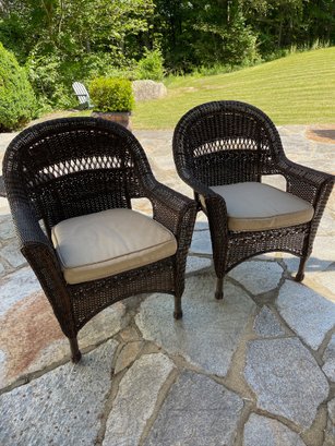 Pair Resin Wicker Chairs