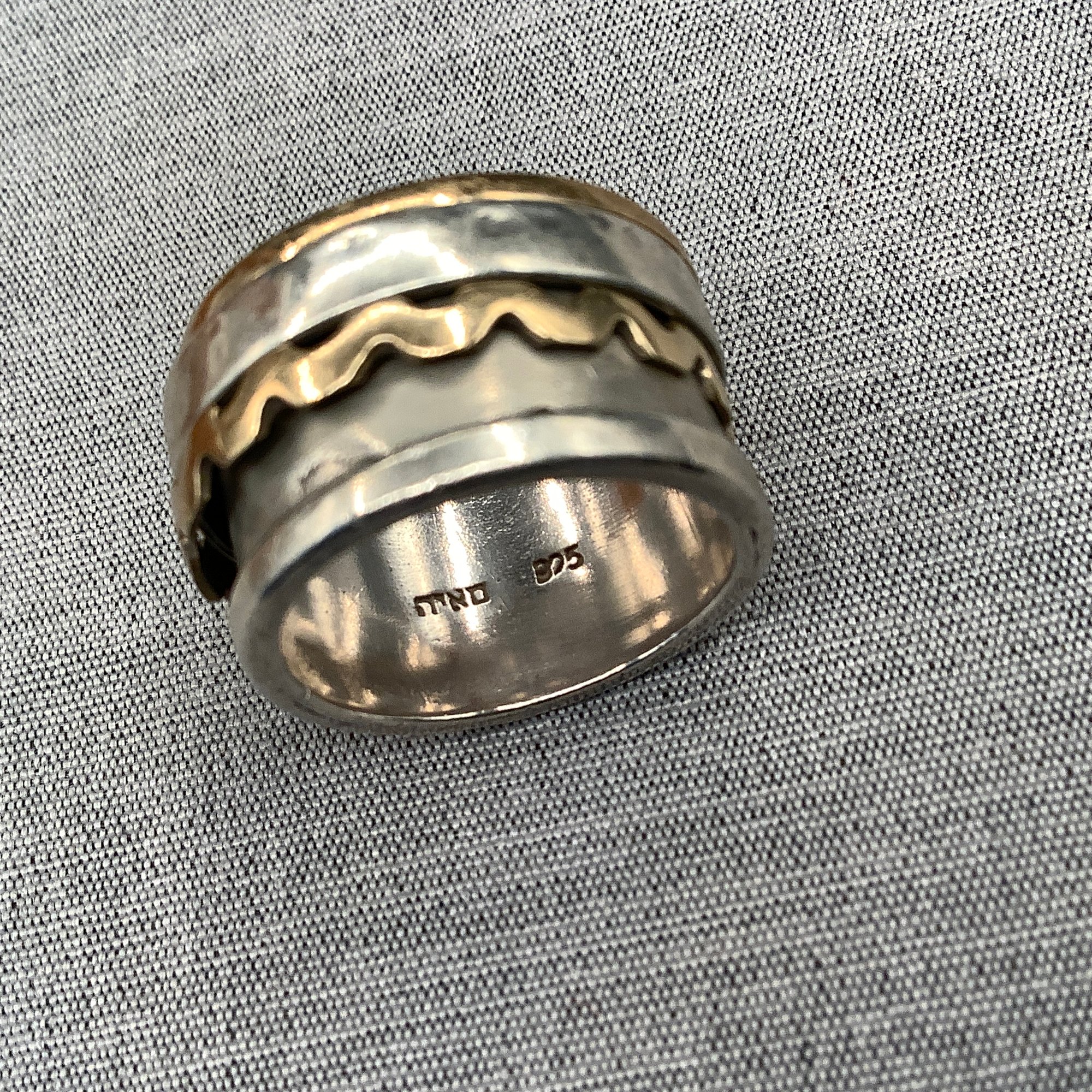 Signed Sterling Silver Spinner Ring, Two-tone With 2 Spinners #3939 ...