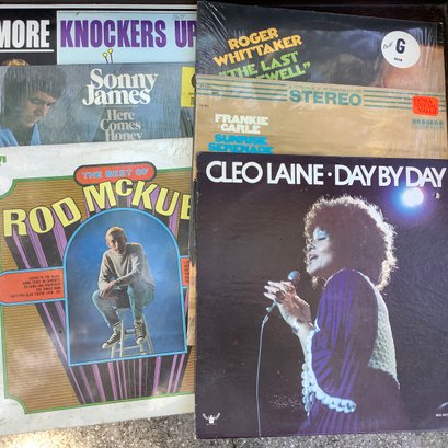 6 Vinyl Albums, Cleo Laine, Rod McKuen, Frankie Carle, Roger Whittaker, Sonny James And Rusty Warren Comedy
