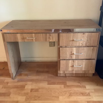 Desk With Chrome Accent Trim 4 Drawers