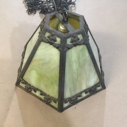 Antique Slag Glass Swag Lamp