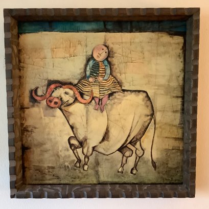 The White Buffalo, Graciela Rodo Boulanger, Framed In Thick Wood Carved Frame