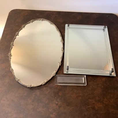 2 Vanity Mirror Trays And One Trinket Dish