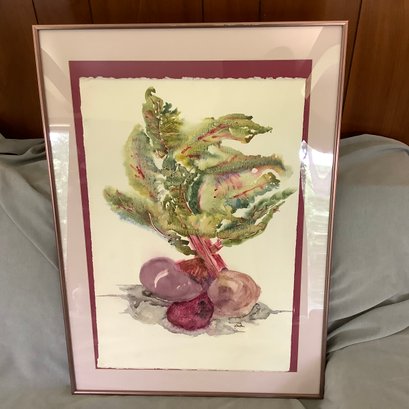 Signed Original Watercolor On Paper Of Beets, Signed Keaton
