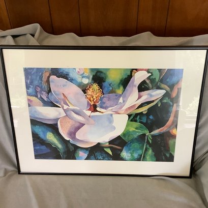 Framed Floral Watercolor Art, Signed Pais