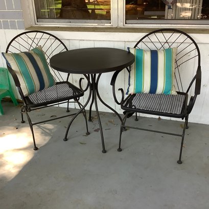 Black Wrought Iron Patio Table And 2 Chairs