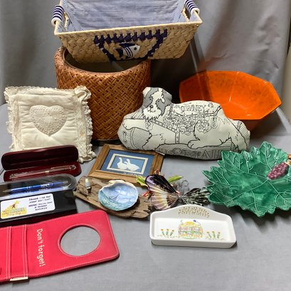 Handmade Jewelry Cushion Box, Smithsonian Institute Postal Mail Pillow, Pfaltzgraff Eye Glass Holder,