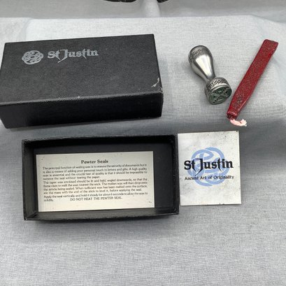 St Justin Pewter Seal And Red Wax In Box