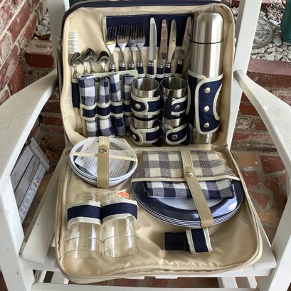 Brand New Wenzel Picnic Set: Case, Flatware, Plates, Thermos, Cups, Mugs,napkins, Tablecloth, Cups, Bowls, S/P