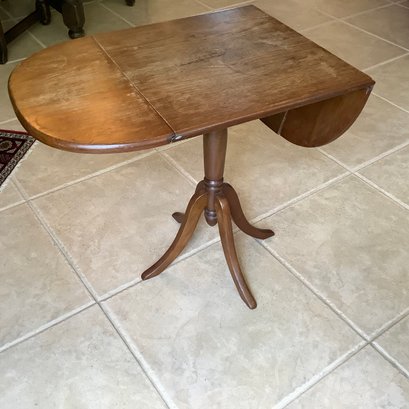 Antique Rustic Oak Double Drop Top Table, 4 Carved Legs.