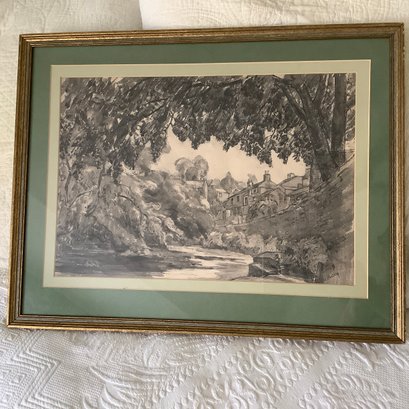Antique French Countryside Monochromatic Print