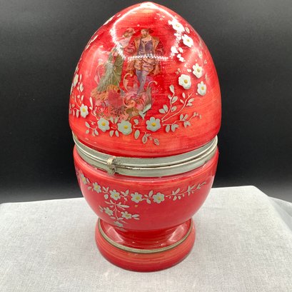 Antique Red Glass Egg Cordial Set