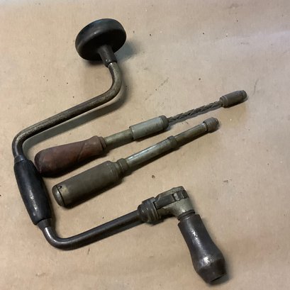 2 Antique Spiral Ratchets And Hand Drill