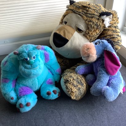 Stuffed Plush Animals, Including Sulley From Monsters Inc, Eeyore, And Large Tiger With Heart