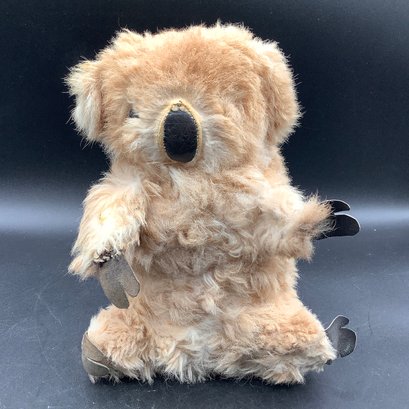 Antique Well Loved Koala Bear, Stuffed With Wood Shavings As Evident Under Torn Arm, Primitive Leather Paws