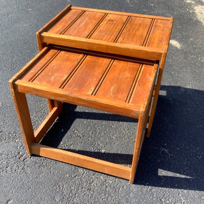 Pair Of Pine Wood Nestling Tables