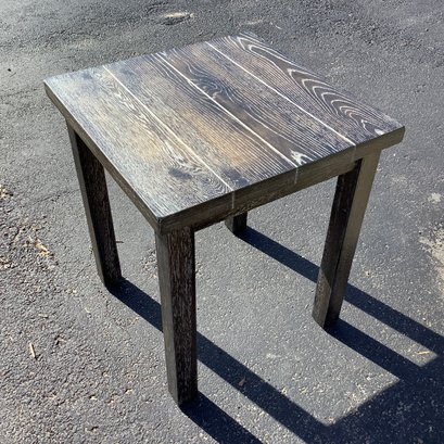 Rustic Wood End Table, Dark Grey Tones With Heavy Wood Graining, 21 X 21 X 24 Tall