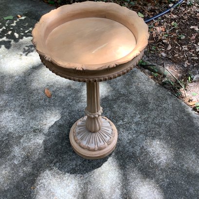 Carved Plant Stand With Petal Base, Fluted Sides And Shallow Bowl