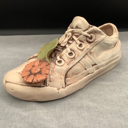 Signed Ceramic Sneaker With Flower On Toe