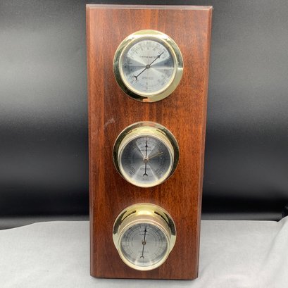 Vintage Triple Barometer, Thermometer, And Humidity Gauges By Springfield Weather Instruments