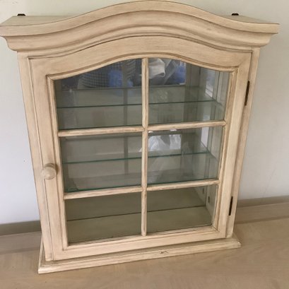 Bombay Wall Hanging Display Case With Glass Window Front And Sides, 2 Glass Shelves