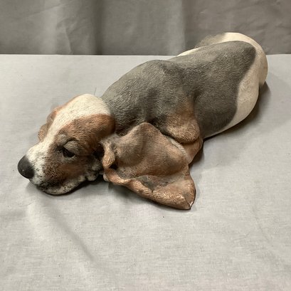 Realistic Basset Hound Dog Sculpture, Life Size 20 Inches Long