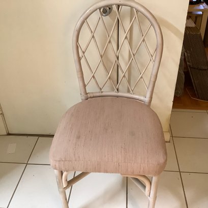 Single Dining Room Chair, Rattan With Mauve Undertones And Mauve Seat