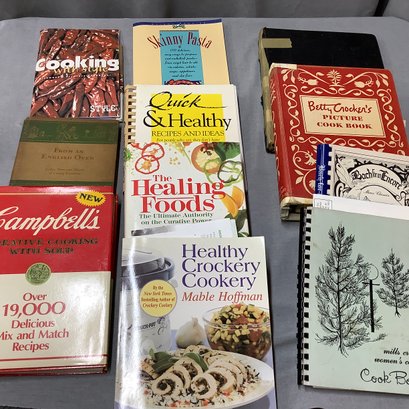 Cookbooks! Healthy Crockery, Campbells Soup, Betty Crocker, Party Book, Bach For An Encore And More
