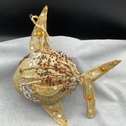 Large Tinsel And Sequin Angel Fish Hanging Ornament