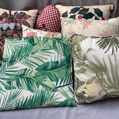One Of Several Throw Pillow Lots, Palm, Valentine's Day, Christmas And Floral