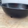 3 Footed Cooking Cast Iron Caldron With Hangar Handle. 10 3/4 Diameter, 3 1/8 Depth