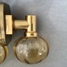 Pair Of MCM Melon Globe Lights, Provenance From Tri-level Mid Century Home Foyer