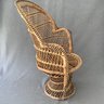 1970s Vintage Woven Wicker Peacock Doll Chair