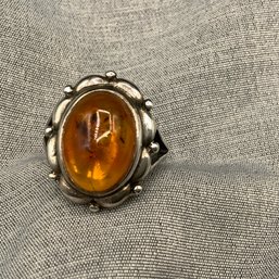 Oval Amber Sterling Silver 925 Ring