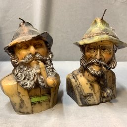 2 Large Size Rustic German Mountain Men Candles