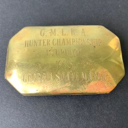 Vintage 1975 Brass GMLRA Hunter Championship 1st Place Award Georgia State Match Tinder Box