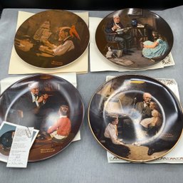 Norman Rockwell Plates With COA, The Tycoon, Grandpa's Treasure Chest, The. Ship Builder, Storyteller